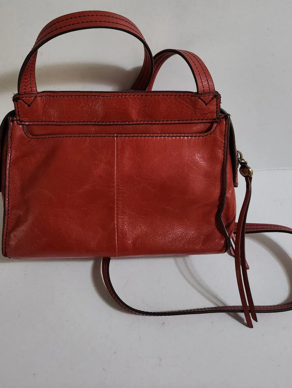 HOBO HUNTER CROSSBODY LEATHER BAG COLOR TOMATO/REDDISH ORANGE